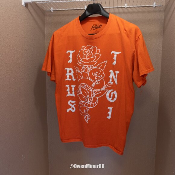 Popular Poison "Trust Not" Orange T-Shirt - Size XL - Picture 1 of 6